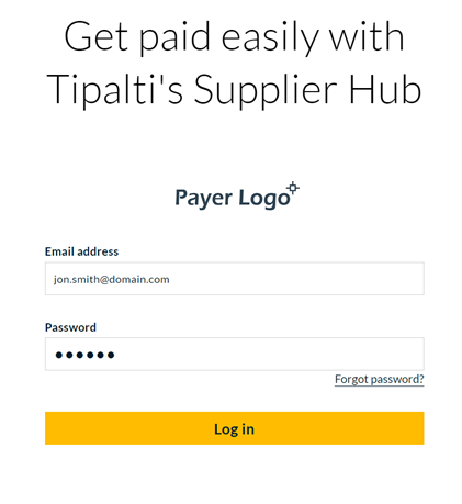 Supplier Hub login page