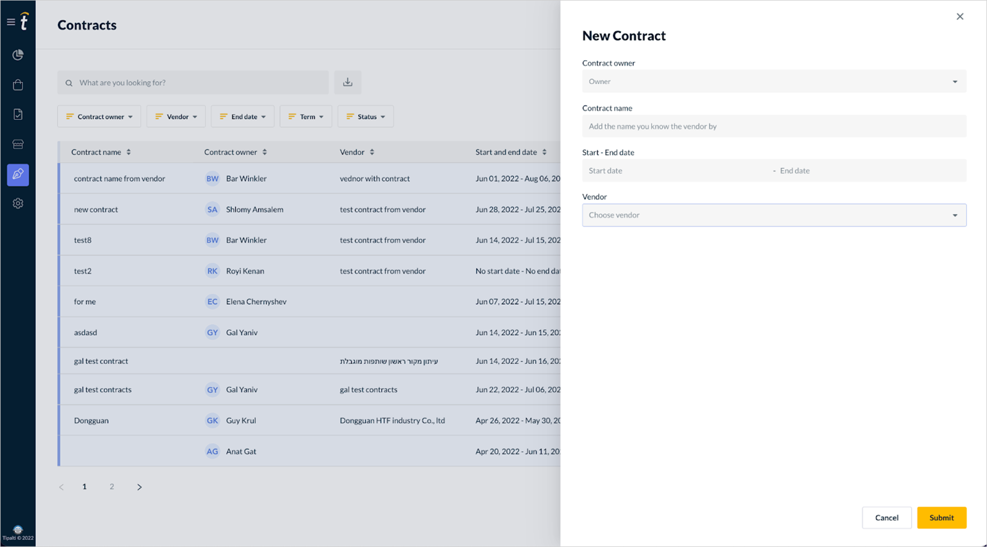 New contract form