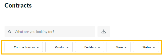 The filters on the Contracts page