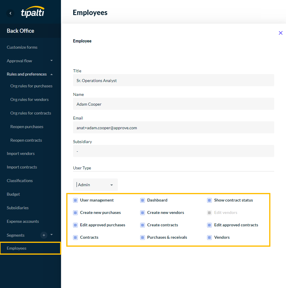 Employees page