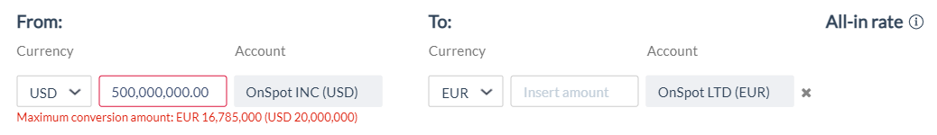 Maximum conversion amount