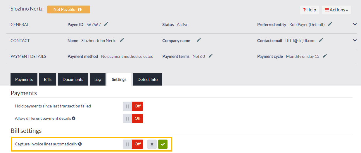 Capture invoice lines automatically