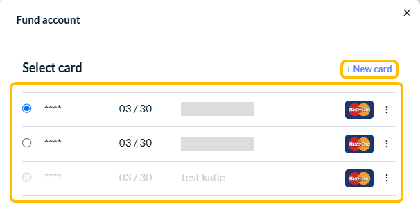 Fund account dialog