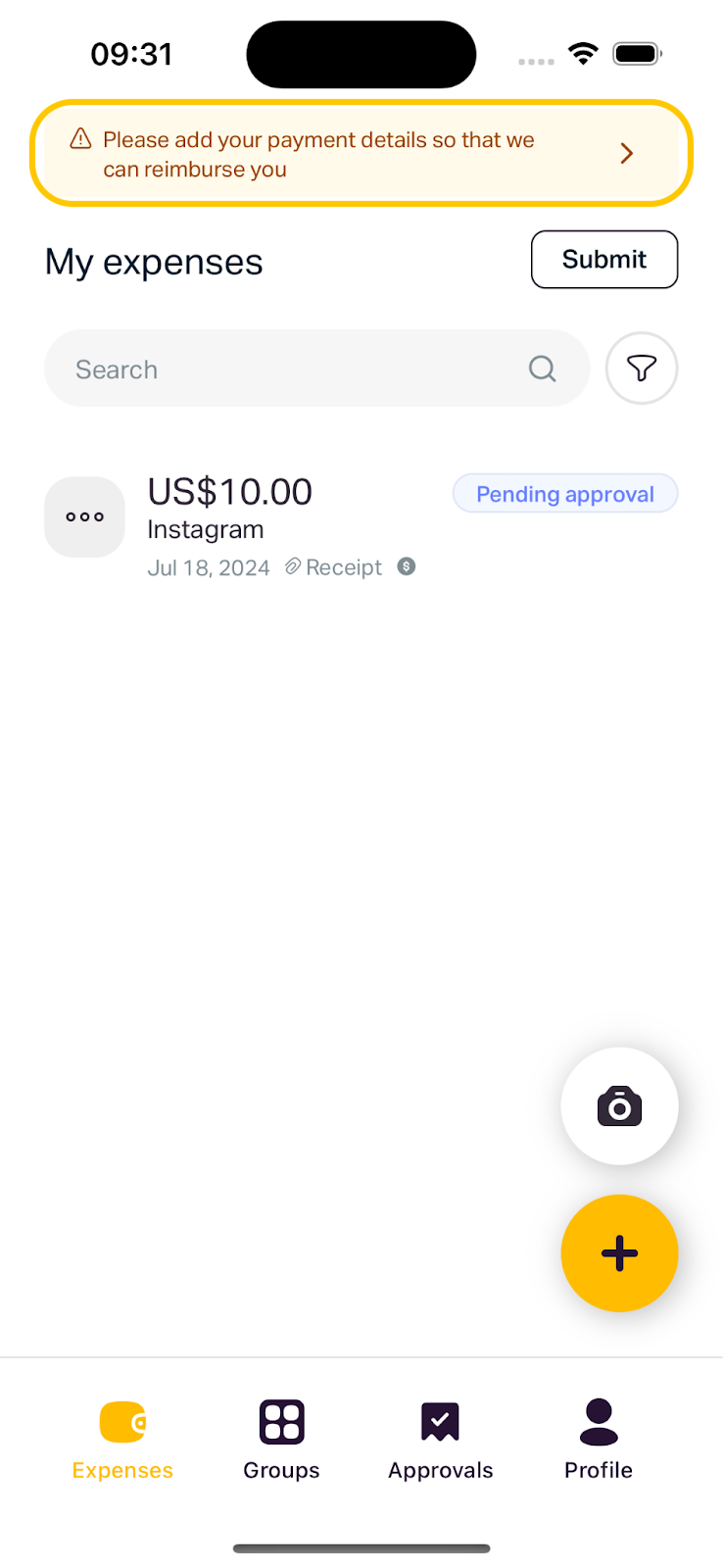 Create new expenses 
