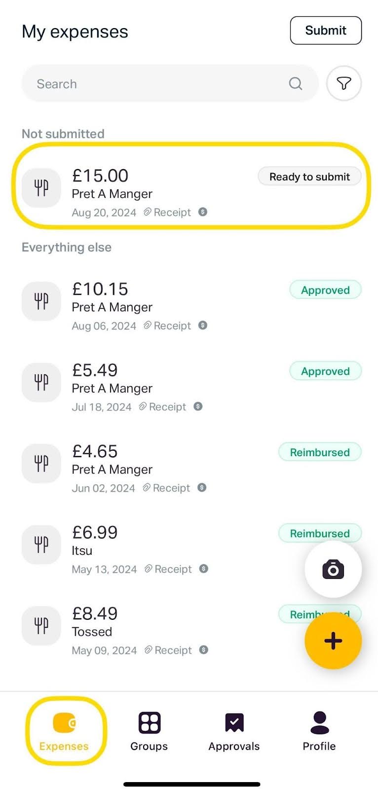 My expenses