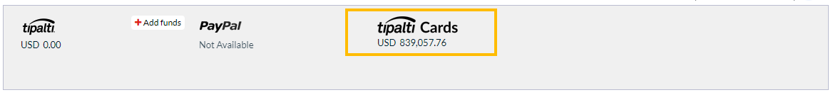 Tipalti cards section