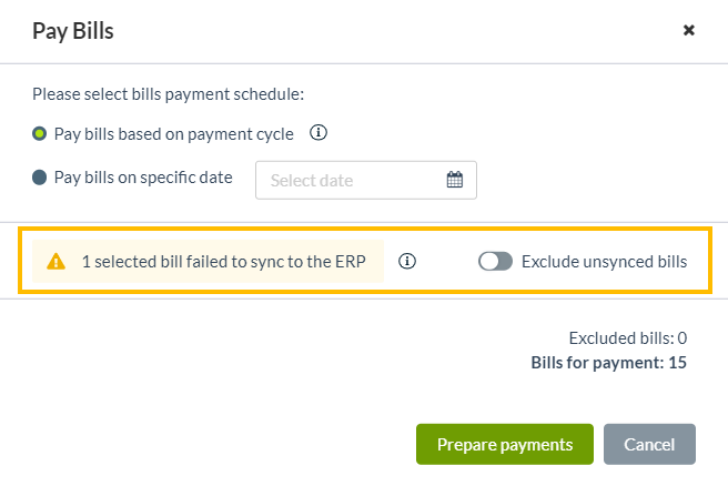 Bill prepayment alert