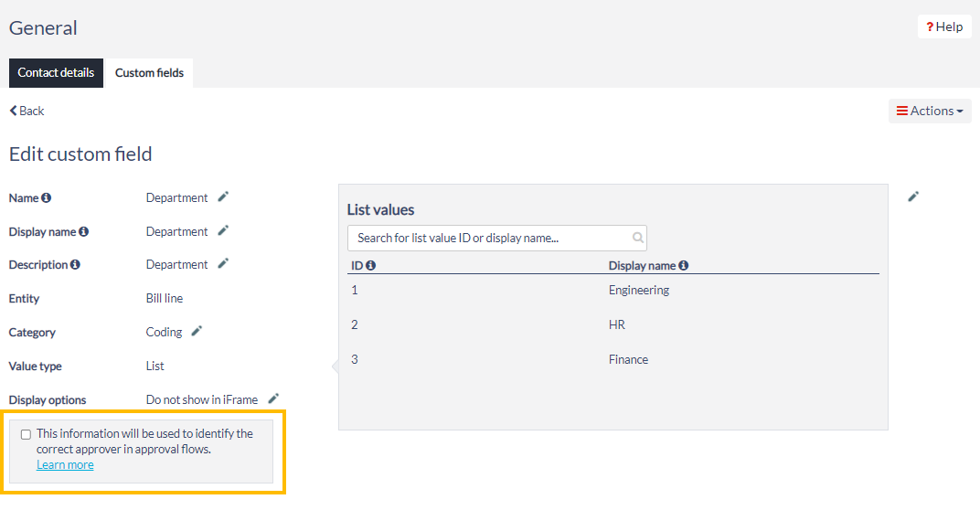 Custom field check box