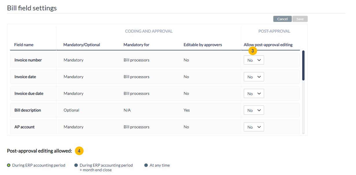 Allow post approval editing column 