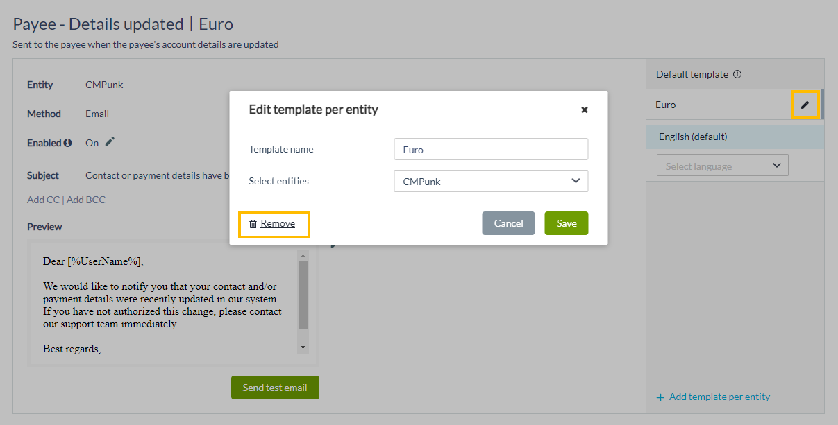 Entity template per entity dialog