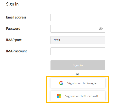 Switch to sign with Google or Microsoft