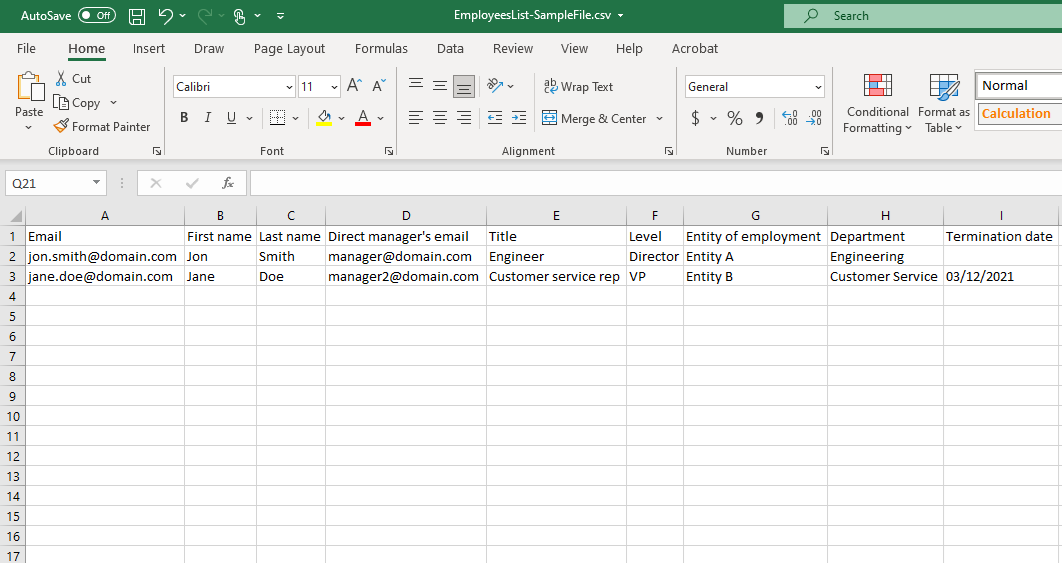 Employees List - sample file