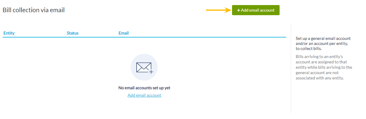 Bill collection via email screen