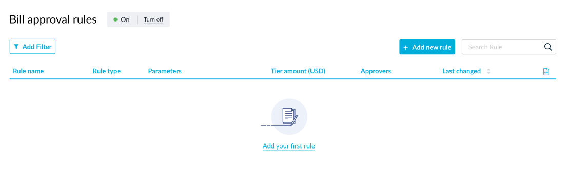 Bill approval rules