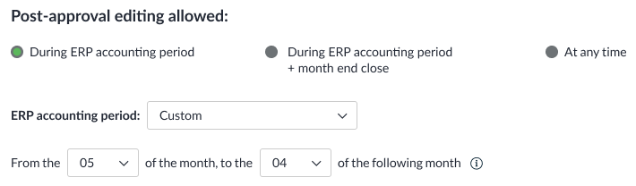 Custom ERP accounting period
