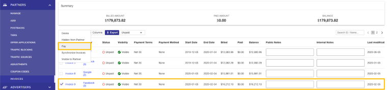 Pay payee invoice