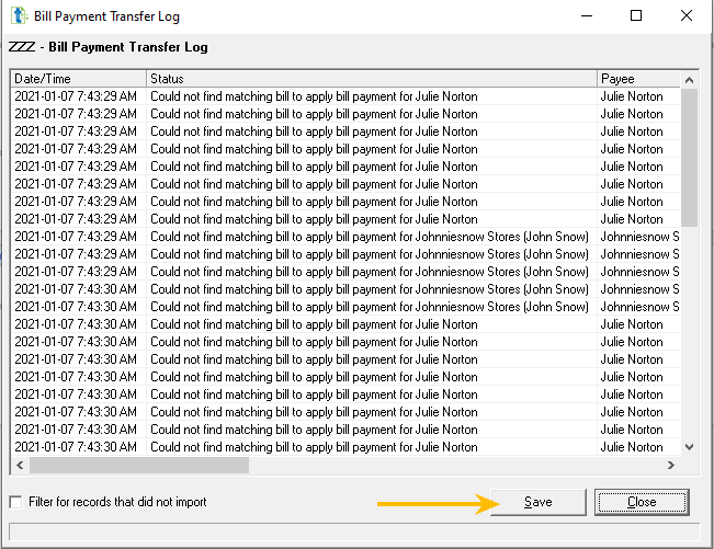 Import log