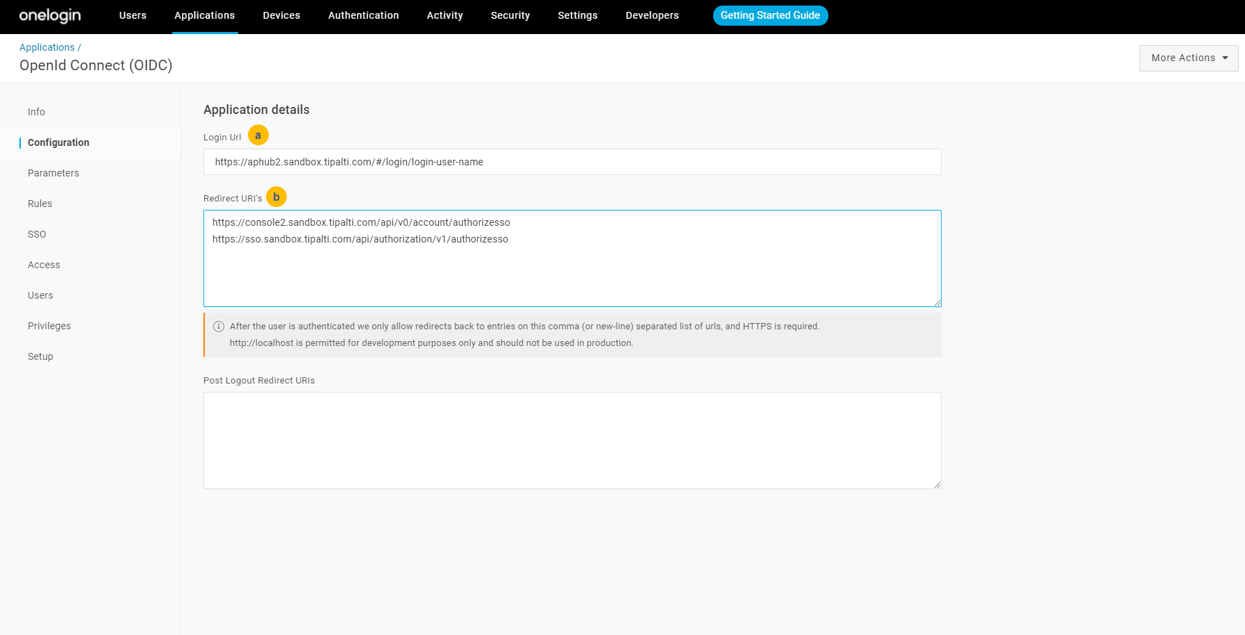 App configuration 