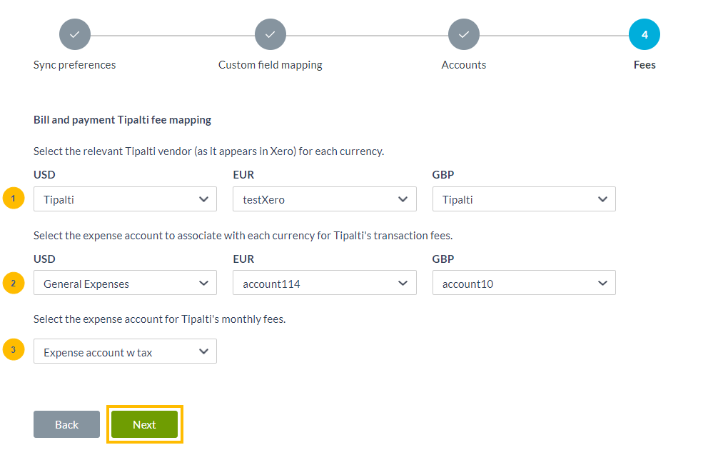 Fees page