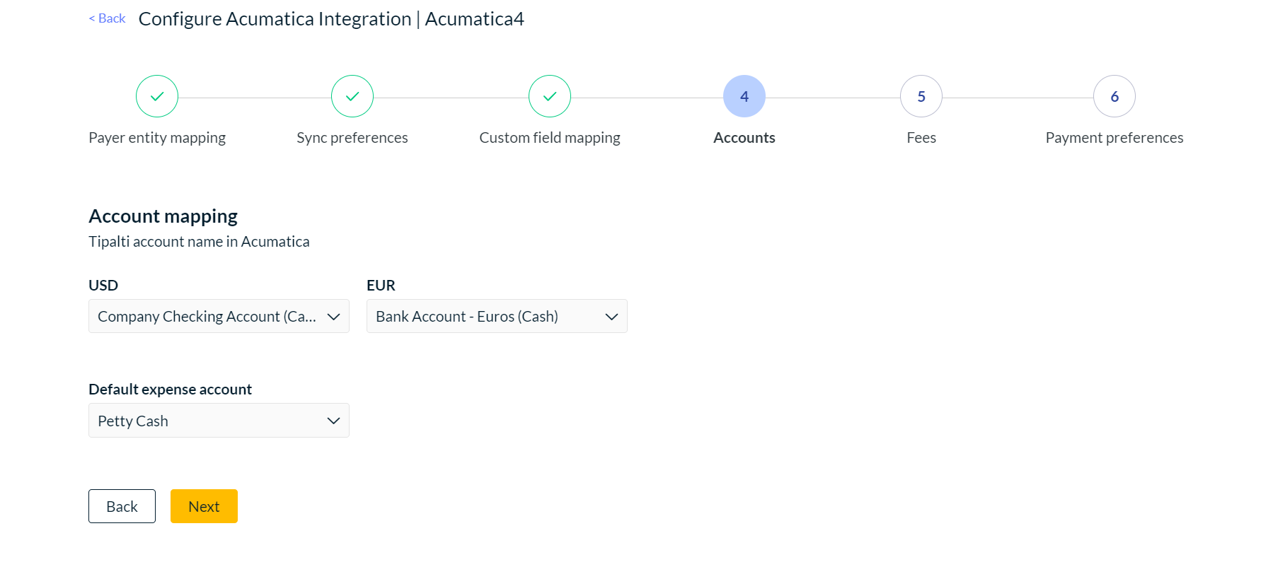 Accounts page