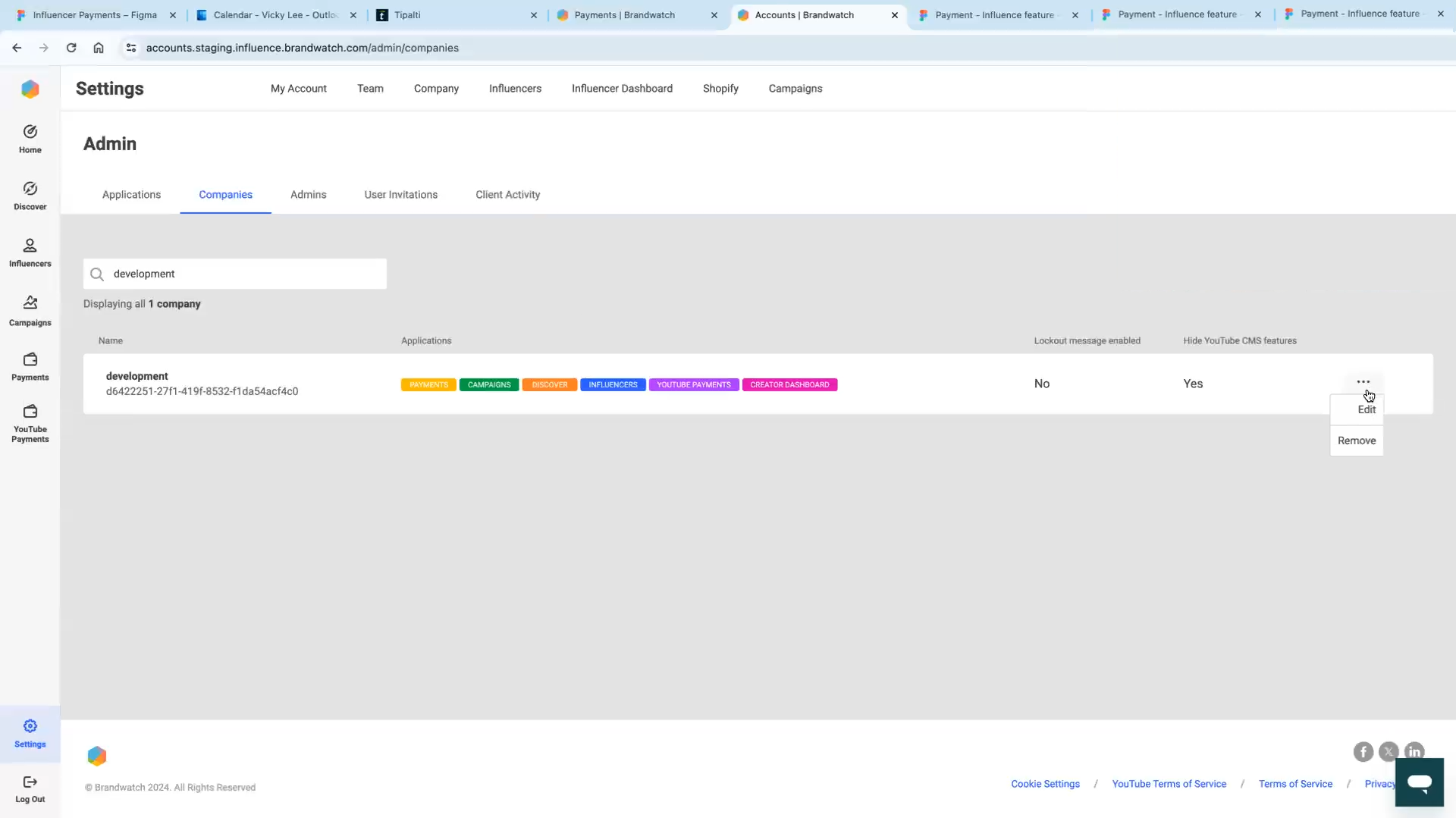 Admin page