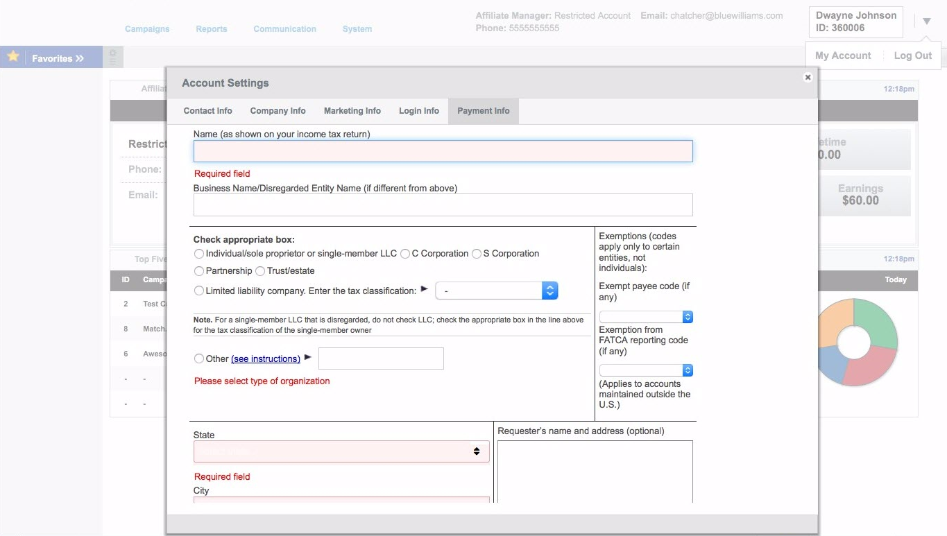 Required tax form fields