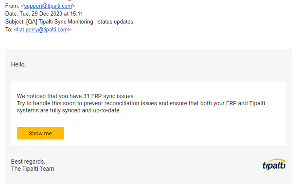 Sync issues email